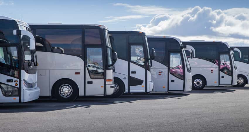 Group of people on a charter bus